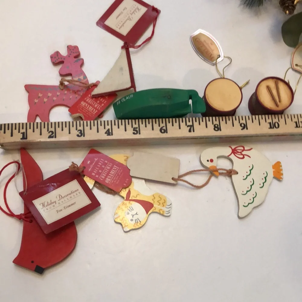 Wooden ornaments Wooden Hallmark Mailable Ornaments 1987